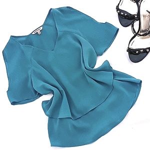 Juicy Couture Cold Shoulder Teal Top